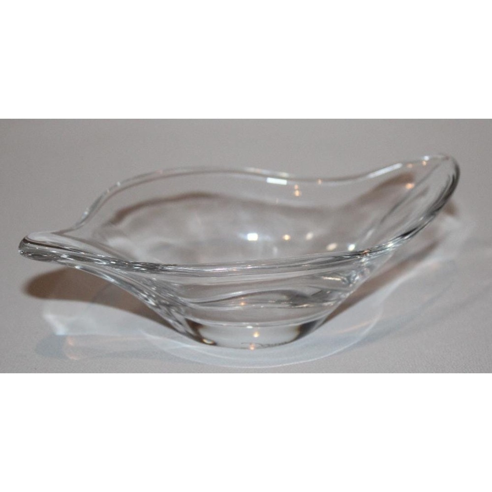 vintage 5 1/4" crystal glass swirl trinket‎ candy dish signed Daum France